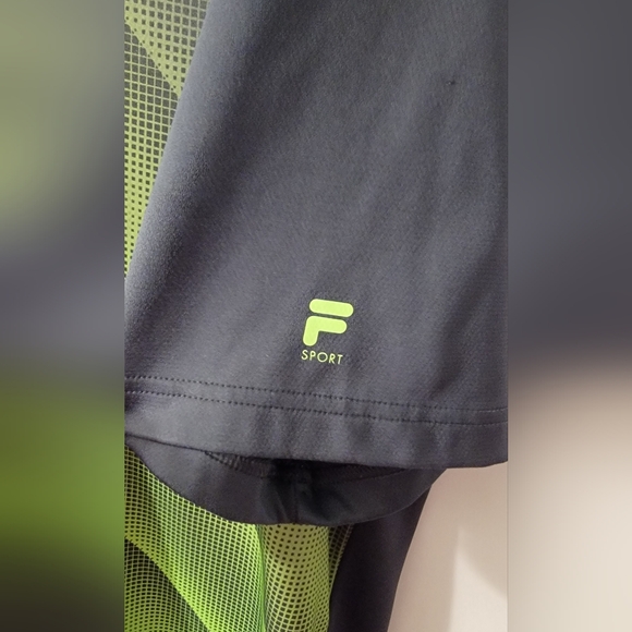 Fila Sport Men's Golf Athletic Fit Black and Green Shirt - Picture 6 of 8